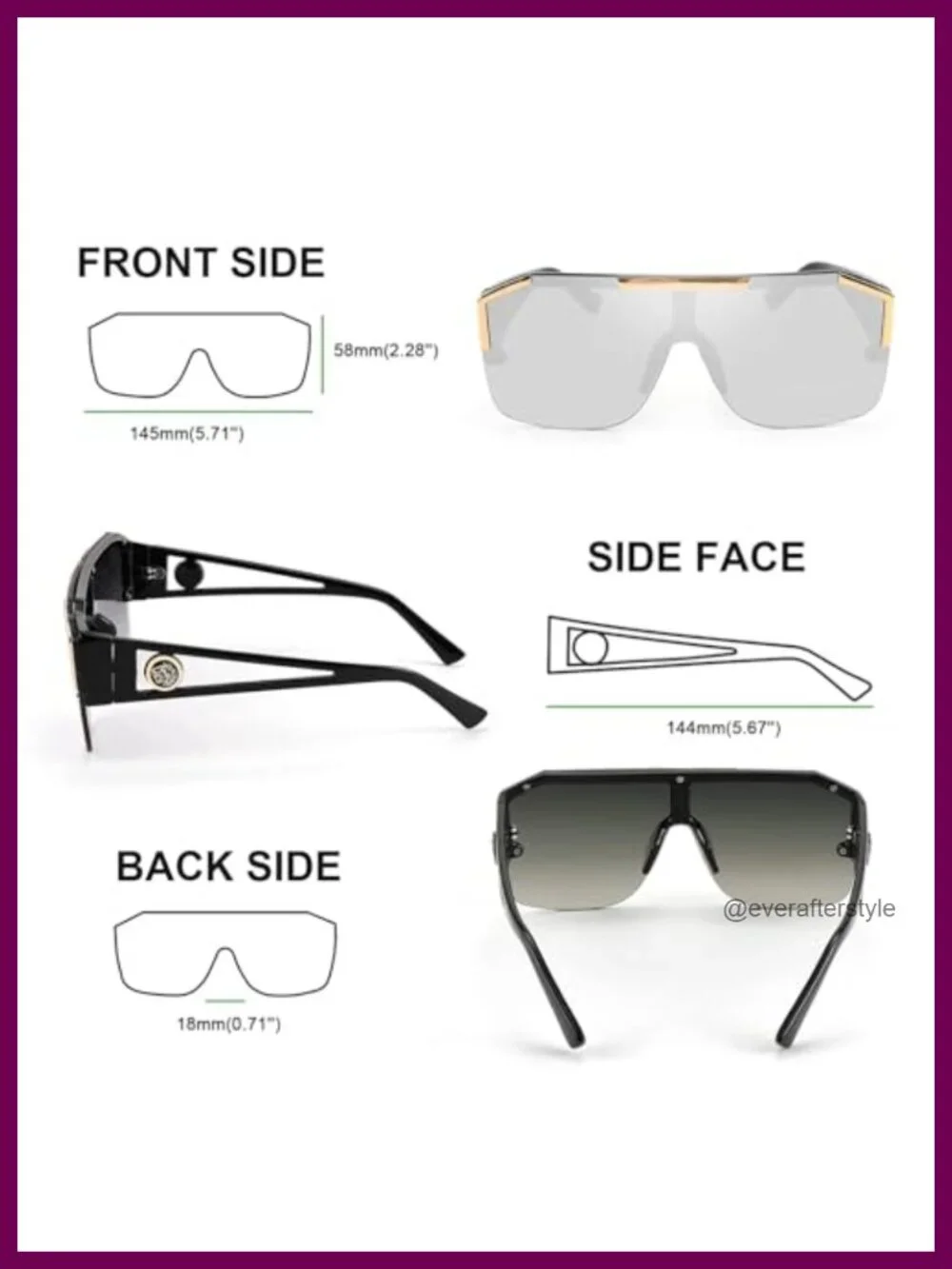 Oversized Square Shield Sunglasses UV400 Polarized